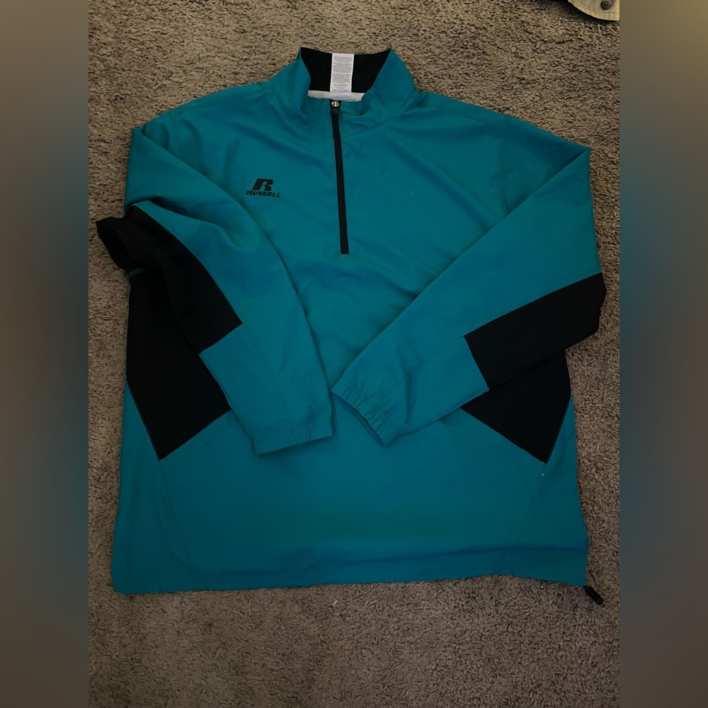 Russell Athletic Men's Teal and Black Windbreaker